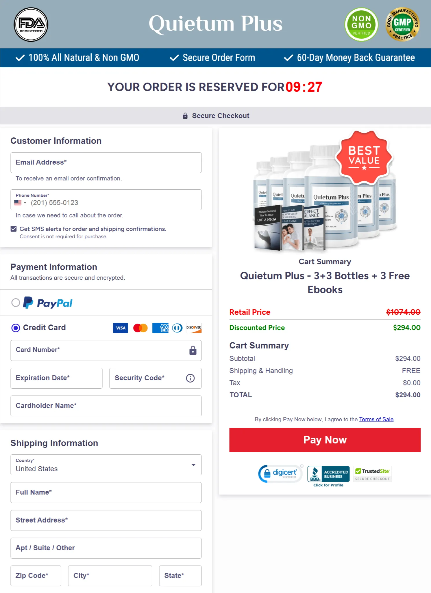 Quietum Plus checkout page