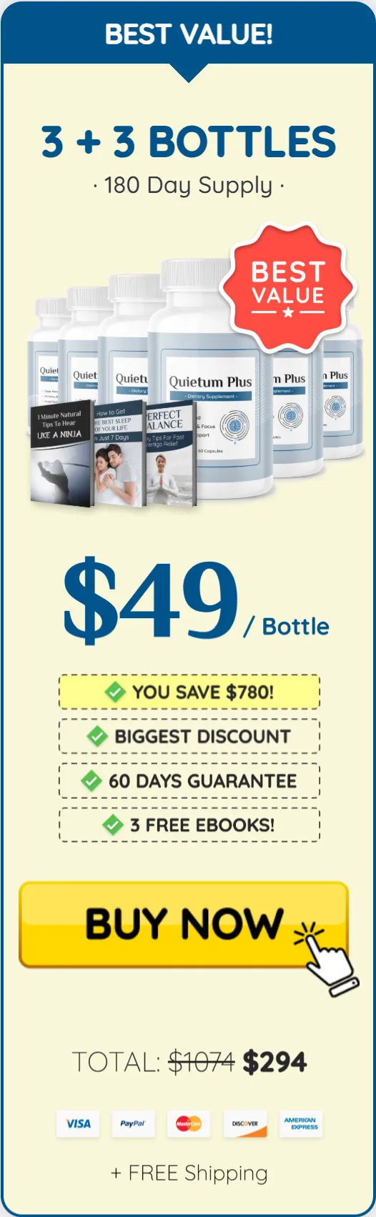 Quietum Plus price 6 bottle